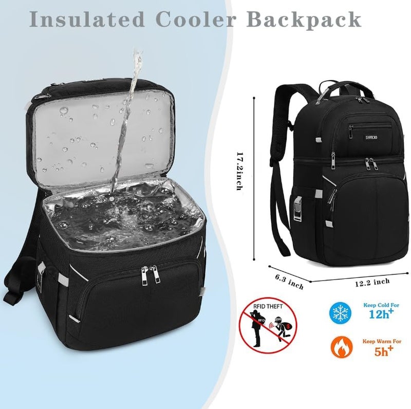 SINVICKO Insulated Cooler Backpack,Double Deck Leakproof Cooler Bag,Insulated Backpack Cooler Lunch Backpack for Men Women - Image 4